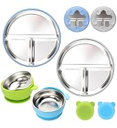 MISSLILI Stainless Steel Baby Plate and Bowls with Suction, Divided Kids Baby Plate and Toddler B...