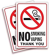 iSYFIX No Smoking No Vaping Sticker Sign - 2 Pack 7x10 inch – Premium Self-Adhesive Vinyl, Lamina...