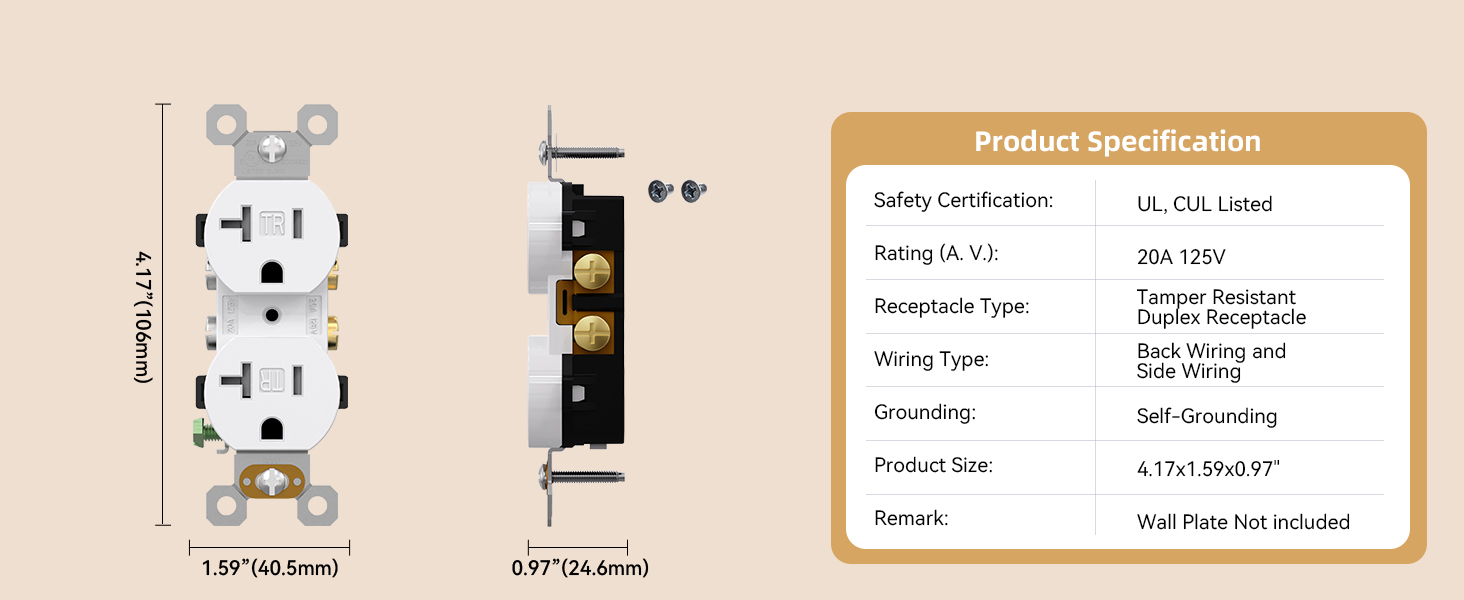 20A DUPLEX OUTLET - TR