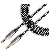 SatelliteSale Auxiliary 3.5mm Audio Jack Male to Male Digital Stereo Aux Cable Black/White Nylon ...