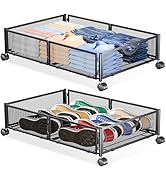 Yecaye Under Bed Storage with Wheels, 2 Pack Under Bed Shoe Storage Organizer Drawer, Tool-free A...