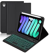 BORIYUAN iPad Mini 6 Keyboard Case 2021, 7 Colors Backlit Detachable Keyboard Slim Folio Smart Co...