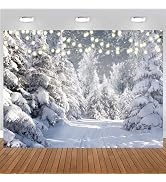 CHAIYA 7x5FT Winter Photography Backdrop Snowy Forest Pine Tree Background Snow Christmas Xmas Ho...
