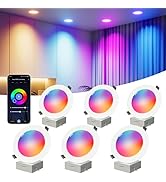 DeckTok RGBCW Smart Ceiling Light 6 Inch, 16 Million Colors, 1200LM, Dimmable, Compatible with Al...