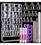 Teenitor 100pcs Clear Press on Toes Nails Tips with Nail Glue, Fake Toe Nails with Cuticle Pusher...
