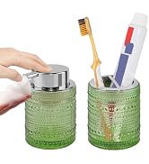 Tonxus Green Bathroom Accessory Set, Glass Toothbrush Holder and Soap Dispenser Set, Foaming Soap...