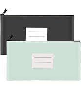 2-Pack Bank Deposit Money Bags with Zipper, PU Leather Cash Pouches with Label, 11.2 x 6.1 Inches...