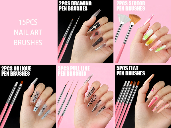 15pcs Nail Art Brushes for Nail Design