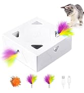 Migipaws Interactive Cat Toy -Migibox Without Popskin, Puzzle Toy for Indoor Bored Cats, Automati...