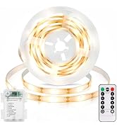 echosari 3.3FT Strip Lights Battery Operated, 2700K Tape Light with Self-Adhesive Timer Dimmable ...
