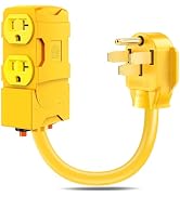 50 Amp to 20 Amp 110V RV Distribution Plug Adapter,NEMA 14-50P to 4 Sockets of 5-20R/15R RV Gener...