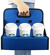 Boczif Cup Caddy Portable Drink Carrier or Cans Reusable, 6-Cup Holder with Handle, Folds Flat, C...