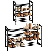 STORAGE MANIAC 4-Tier Expandable Shoe Rack, 16 Pairs Adjustable Shoe Shelf for Closet, Entryway, ...