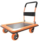 Platform Truck Heavy Duty Cart,1100Lbs Hand Truck Push Cart Dolly with 5'' 360 Degree Swivel Whee...