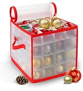 QIHANS Christmas Ornament Storage Box, 64 Christmas Decoration Storage Box with Two Handles, Holi...