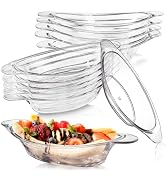 WRINGKIT 12 Pack Banana Split Boats, 6 Oz Acrylic Ice Cream Sundae Serving Dish, Reusable Clear D...
