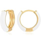 Lourny Small Hoop Earrings for Women, 18K Gold Plated Hypoallergenic Cute Enamel Huggie Earring G...