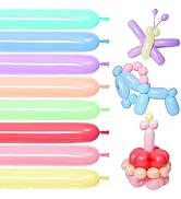 100Pcs Pastel Long Balloons forTying Balloon Arch, Assorted 260q Balloons Thickening Skinny Latex...