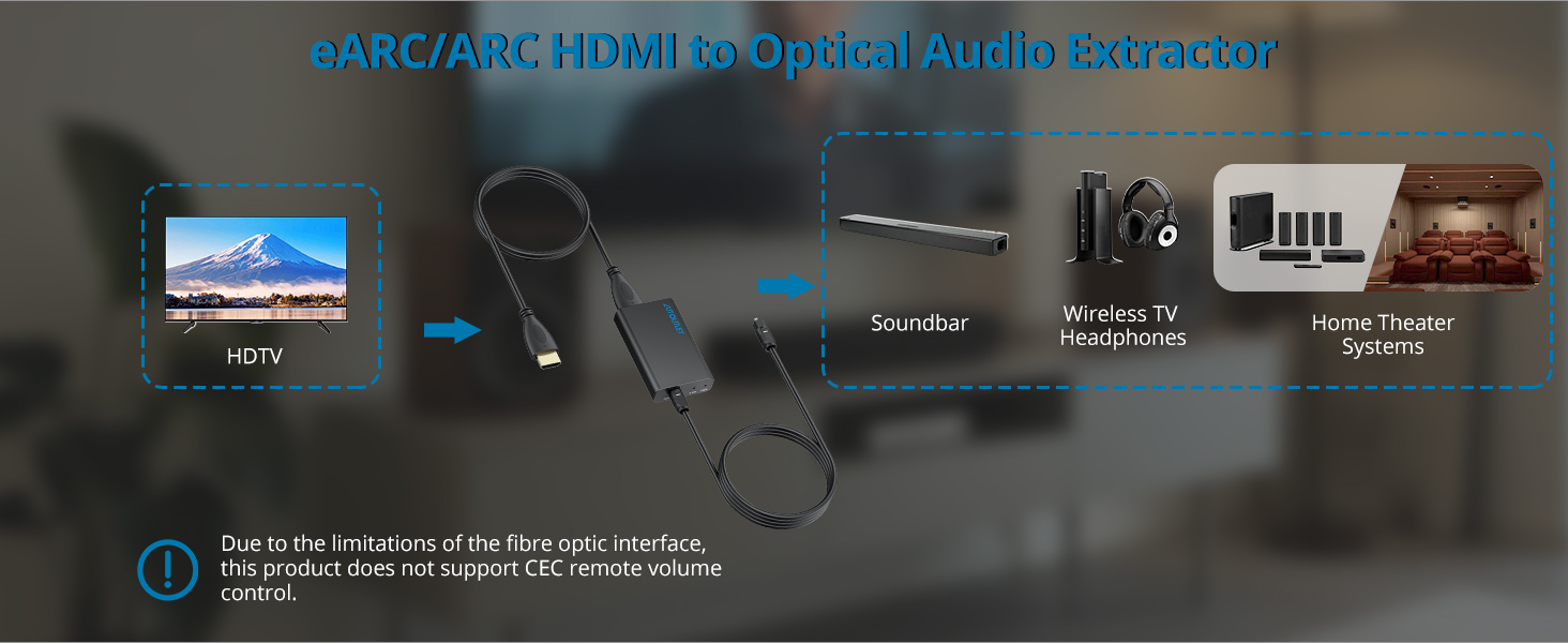HDMI eARC to Optical Audio Adapter