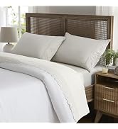 Weenmee Soft Microfiber Cristina Embroidery 4 Piece Sheet Set - Beige/Queen