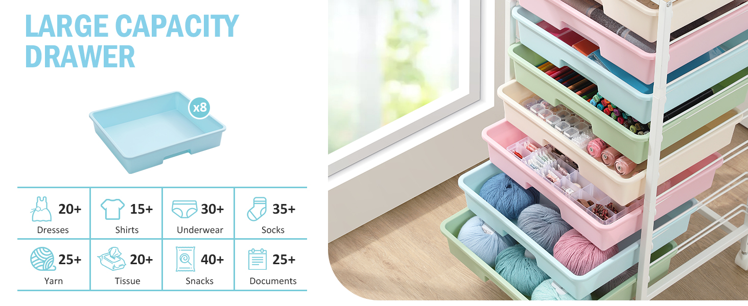 Utility Cart with 8 Drawer