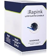 Rapink Cat6 Ethernet Cable 1000ft, Cat6 ethernet Cable 23AWG Solid Bare Copper 10G Support, UTP c...