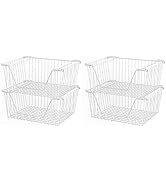 SANNO Stackable Wire Baskets for Organizing Pantry Storage and Organization Metal Bins Fruit Vege...