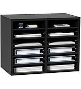 VEVOR Literature Organizers, 12 Compartments Office Mailbox with Adjustable Shelves,Wood Literatu...
