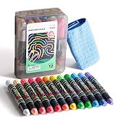 Jar Melo Dustless Chalk for Kids, 12 PCS Sidewalk Chalk Set with Holder, Washable and Non-Toxic, ...