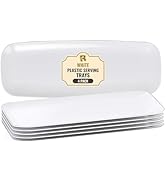 4 Pack Plastic Serving Trays for Party - White Serving Tray 17 by 6.5 in - Heavy Duty Dessert Tra...