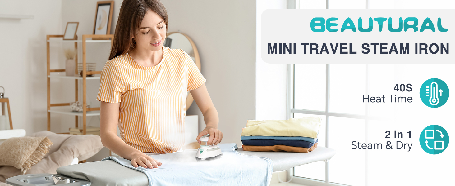 BEAUTURAL Mini Travel Steam Iron