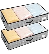 2 Pack Under Bed Storage Containers Ex-thick Solid Underbed Storage Bins | Underbed Bins with Lid...