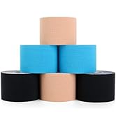Kinesiology Tape 6 Rolls, Waterproof Kinetic Tape Muscle Tape for Injured Muscle Recovery & Joint...