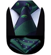 HISDERN Ties for Men Classic Animal Tie and Pocket Square Set Jacquard Woven Silk Neckties Handke...
