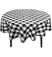 Hiasan Checkered Round Tablecloth 60 Inch - Waterproof Stain and Wrinkle Resistant Washable Fabri...