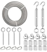 TooTaci 1/4 Wire Rope Kit, 50ft Stainless Steel Cable with M8 Turnbuckles for Cables Wire, Clamps...