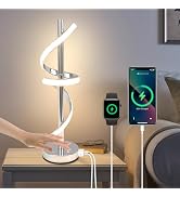 LED Modern Table Lamp, Dimmable Spiral LED Table Lamp, 3 Colors Touch Control LED Bedside Lamp, S...