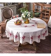 ARTABLE Floral Print Embroidery Tablecloth Cotton Lace Trim Vintage Classic Flower for Dinner Tab...