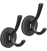 ULIBERMAGNET Strong Magnetic Double Hooks, 2 Pack Heavy Duty Sturdy Coat Magnetic Hooks, Rubber M...