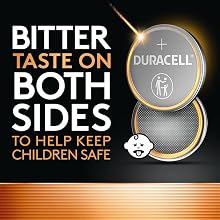 Duracell Lithium Coin 2032, 2025, 2016 have a bitter taste on both sides to help keep children safe