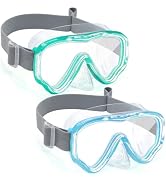 Vvinca Kids-Goggles with Nose Cover, Diving Mask Elastic Fabric Strap Anti Fog Anti Shattered Len...