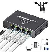 Aufloag Gigabit Ethernet Splitter 1 to 3-1000Mbps RJ45 Port Multiplier with USB-C Power, Plug & P...