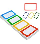 FungLam 4 Colors Plain Name Tag Stickers 200 Labels for Office, School, Teachers, Meeting and Mai...
