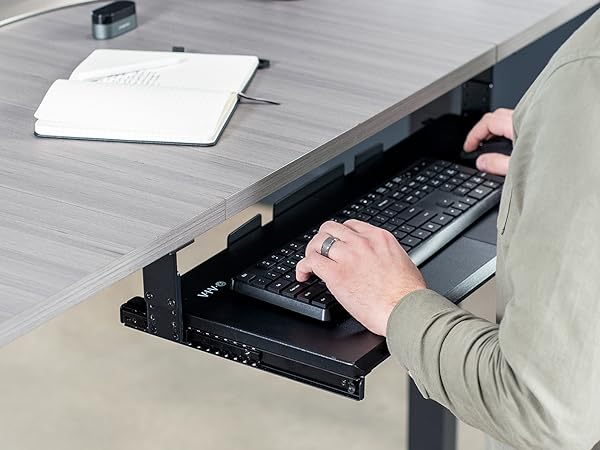 under desk mounted keyboard tray