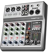 Aveek Professional Audio Mixer, Sound Board Mixing Console with 5 Channel Digital USB Bluetooth R...