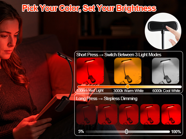 dimmable red reading light