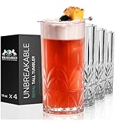 Bravario Shatterproof Plastic Drinking Water Tumblers, Dishwasher Safe 100% Tritan Glasses, BPA-F...
