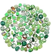 TOAOB 100pcs Assorted Resin European Beads Green Large Hole Lampwork Spacer Beads Rhinestone Craf...