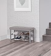 neatfreak Upholstered Storage Bench for Shoes Double Seat Shoe Bench with Upholstered Fabric Seat...