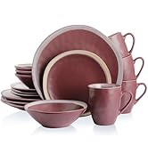 Stone Lain Serafina Stoneware 16-piece Round Dinnerware Set, Wine